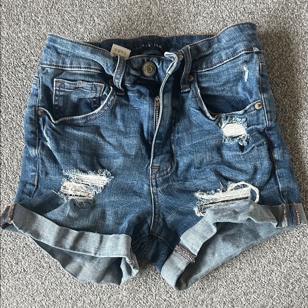 Aeropostale super high rise Distressed Blue Jean Shorts